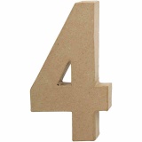 Zahl, 4, H 20,5 cm, B 12 cm, Dicke 2,5 cm, 1 Stk