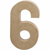 Zahl, 6, H 20,5 cm, B 11,5 cm, Dicke 2,6 cm, 1 Stk