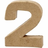 Zahl, 2, H 10 cm, B 8,3 cm, Dicke 1,7 cm, 1 Stk