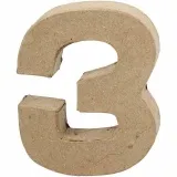 Zahl, 3, H 10 cm, B 8 cm, Dicke 1,7 cm, 1 Stk