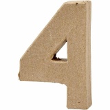 Zahl, 4, H 10 cm, B 6,8 cm, Dicke 1,7 cm, 1 Stk