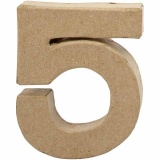 Zahl, 5, H 10 cm, B 8,5 cm, Dicke 1,7 cm, 1 Stk