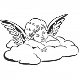 Schablone, Engel auf Wolke, A4, 210x297 mm, 1 Stk