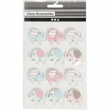 3D Sticker, Elefanten, H 25 mm, B 31 mm, Dicke 7 mm, 12 Stk/ 1 Pck