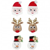 3D Sticker, Weihnachtsfiguren, H 40-45 mm, B 26-35 mm, 6 Stk/ 1 Pck