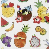 Sticker, Exotische Früchte, 15x16,5 cm, 1 Bl.