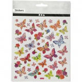 Sticker, Schmetterlinge, Blatt 15x16,5 cm, 1 Bl.