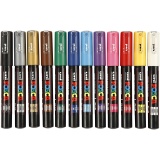 Posca Marker , PC-1M, Strichstärke 0,7 mm, extrafein, Sortierte Farben, 12 Stk/ 1 Pck