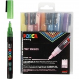 Posca Marker , PC-3ML, Strichstärke 0,9-1,3 mm, Glitter-Farben, 8 Stk/ 1 Pck