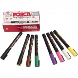 Posca Marker , PC-3M, Strichstärke 0,9-1,3 mm, fein, Sortierte Farben, 12 Stk/ 1 Pck