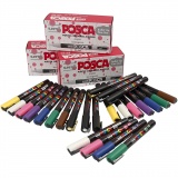 Posca Marker , Strichstärke 0,9-1,3 mm, Sortierte Farben, 12 Stk/ 1 Pck