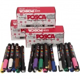 Posca Marker , PC-3M, Strichstärke 0,9-1,3 mm, fein, Sortierte Farben, 12 Stk/ 1 Pck