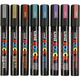 Posca Marker , PC-5M, Strichstärke 2,5 mm, Medium, Metallic-Farben, 8 Stk/ 1 Pck