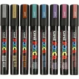 Posca Marker , Nr. PC-5M, Strichstärke 2,5 mm, Medium, Metallic-Farben, 8 Stk/ 1 Pck