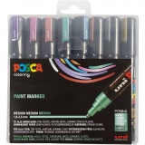 Posca Marker , PC-5M, Strichstärke 2,5 mm, Medium, Metallic-Farben, 8 Stk/ 1 Pck