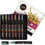 Posca Marker , PC-5M, Strichstärke 2,5 mm, Medium, Metallic-Farben, 8 Stk/ 1 Pck