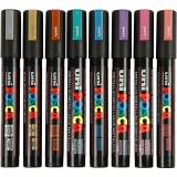 Posca Marker , PC-5M, Strichstärke 2,5 mm, Medium, Metallic-Farben, 8 Stk/ 1 Pck