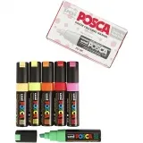 Posca Marker , Nr. PC-8K, Strichstärke 8 mm, breit, Halbdeckend, Sortierte Farben, 6 Stk/ 1 Pck