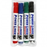 Whiteboard Marker, Strichstärke 4 mm, Schwarz, Blau, Grün, Rot, 4 Stk/ 1 Pck