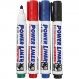 Whiteboard Marker, Strichstärke 4 mm, Schwarz, Blau, Grün, Rot, 4 Stk/ 1 Pck