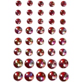 Strasssteine, Größe 6+8+10 mm, Rot, 40 Stk/ 1 Pck