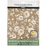 Dekofolie mit Transferblatt, Blumen, Blatt 15x15 cm, Gold, Grün, 2x2 Bl./ 1 Pck