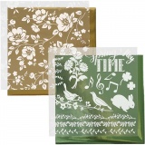 Dekofolie mit Transferblatt, Blumen, Blatt 15x15 cm, Gold, Grün, 2x2 Bl./ 1 Pck