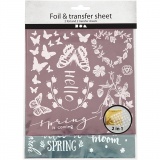 Dekofolie mit Transferblatt, Frühling, Blatt 15x15 cm, Hellblau, Pink, 2x2 Bl./ 1 Pck