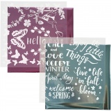 Dekofolie mit Transferblatt, Frühling, Blatt 15x15 cm, Hellblau, Pink, 2x2 Bl./ 1 Pck