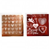 Dekofolie mit Transferblatt, Herzen und Liebe, Blatt 15x15 cm, Rot, 2x2 Bl./ 1 Pck