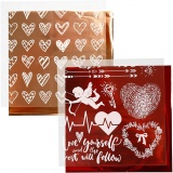 Dekofolie mit Transferblatt, Herzen und Liebe, Blatt 15x15 cm, Rot, 2x2 Bl./ 1 Pck