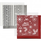 Dekofolie mit Transferblatt, Magische Weihnachten, Blatt 15x15 cm, Rot, Silber, 2x2 Bl./ 1 Pck