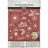 Dekofolie mit Transferblatt, Magische Weihnachten, Blatt 15x15 cm, Rot, Silber, 2x2 Bl./ 1 Pck