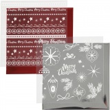 Dekofolie mit Transferblatt, Magische Weihnachten, Blatt 15x15 cm, Rot, Silber, 2x2 Bl./ 1 Pck