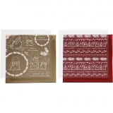 Dekofolie mit Transferblatt, Traditionelle Weihnachten, Blatt 15x15 cm, Gold, Rot, 2x2 Bl./ 1 Pck