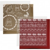 Dekofolie mit Transferblatt, Traditionelle Weihnachten, Blatt 15x15 cm, Gold, Rot, 2x2 Bl./ 1 Pck