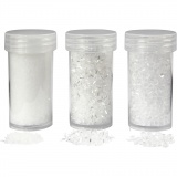 Kunstflocken/-schnee, Weiß mit Glitter, 35+35+8 g, 3 Dose/ 1 Pck