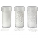 Kunstflocken/-schnee, Weiß mit Glitter, 3 Dose/ 1 Pck, 35+35+8 g