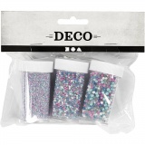 Mini Beads - Sortiment, Größe 0,6-0,8+1,5-2+3 mm, Pastellfarben, 3x45 g/ 1 Pck