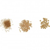 Mini Beads - Sortiment, Größe 0,6-0,8+1,5-2+3 mm, Gold, 3x45 g/ 1 Pck