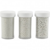 Mini Beads - Sortiment, Größe 0,6-0,8+1,5-2+3 mm, Perlmutt, 3x45 g/ 1 Pck