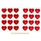 Rub-on Stickers, Adventkalender-Zahlen, H 32 mm, B 28 mm, Blatt 12,2x15,3 cm, Rot, 1 Pck