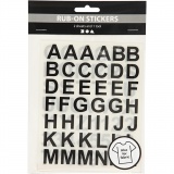 Rub-on Stickers, Buchstaben & Zahlen, H 17 mm, 12,2x15,3 cm, Schwarz, 1 Pck