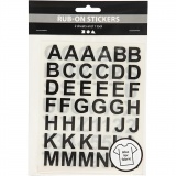 Rub-on Stickers, Buchstaben & Zahlen, H 17 mm, B 17 mm, Blatt 12,2x15,3 cm, Schwarz, 1 Pck