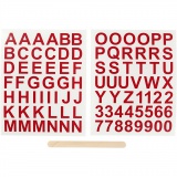 Rub-on Stickers, Buchstaben & Zahlen, H 17 mm, B 17 mm, Blatt 12,2x15,3 cm, Rot, 1 Pck