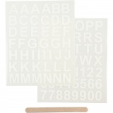 Rub-on Stickers, Buchstaben & Zahlen, H 17 mm, B 17 mm, Blatt 12,2x15,3 cm, Weiß, 1 Pck