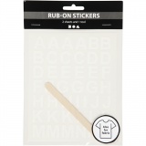 Rub-on Stickers, Buchstaben & Zahlen, H 17 mm, B 17 mm, Blatt 12,2x15,3 cm, Weiß, 1 Pck