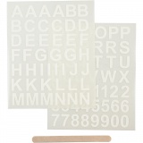 Rub-on Stickers, Buchstaben & Zahlen, H 17 mm, 12,2x15,3 cm, Weiß, 1 Pck
