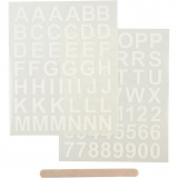 Rub-on Stickers, Buchstaben & Zahlen, H 17 mm, B 17 mm, Blatt 12,2x15,3 cm, Weiß, 1 Pck