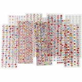 Strassstein-Sticker, D 2-10 mm, Blatt 27x9 cm, Inhalt kann variieren , 12 Bl. sort./ 1 Pck